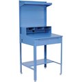 Global Industrial Shop Desk w/Pigeonhole Compartments, Pegboard Riser w/Shelf, 34-1/2W x 30D x38 to 42-1/2H, Bue 249458